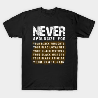 Never Apologize - Black History Month 2023 T-Shirt